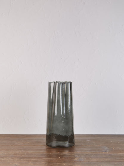 Textured Glass Stem Vase - Grey