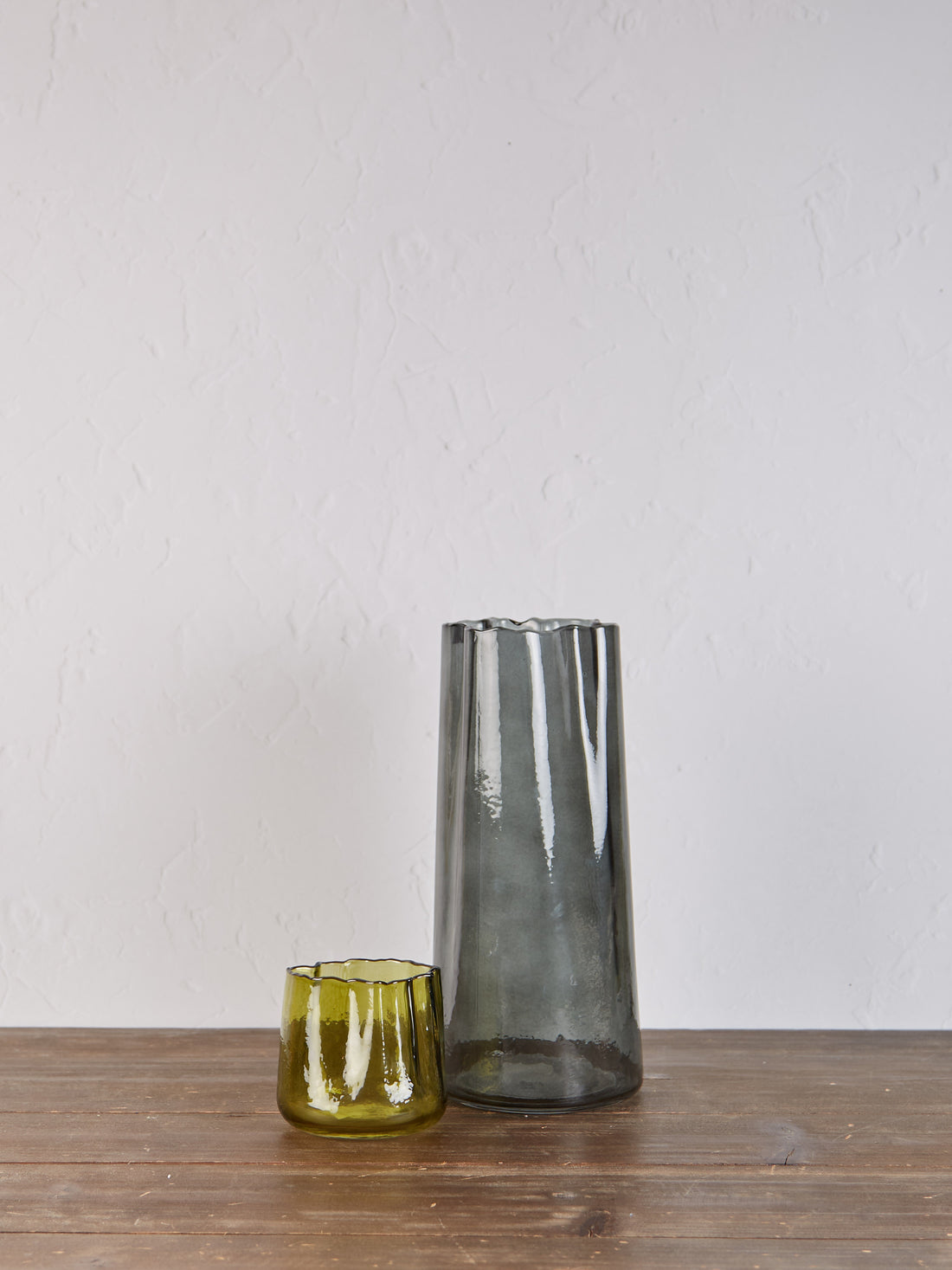 Textured Glass Stem Vase - Grey