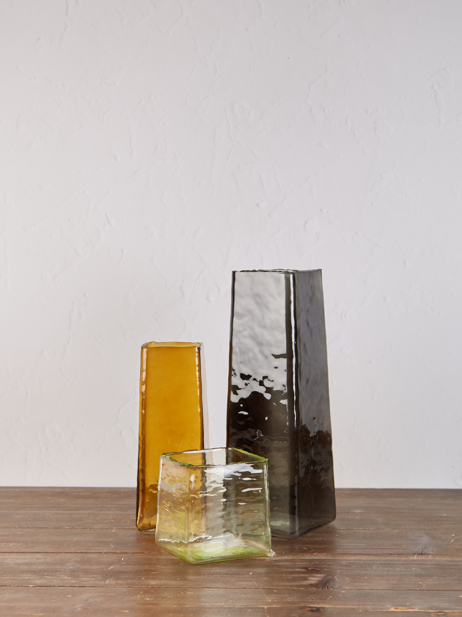 Textured Glass Stem Vase - Dark Grey