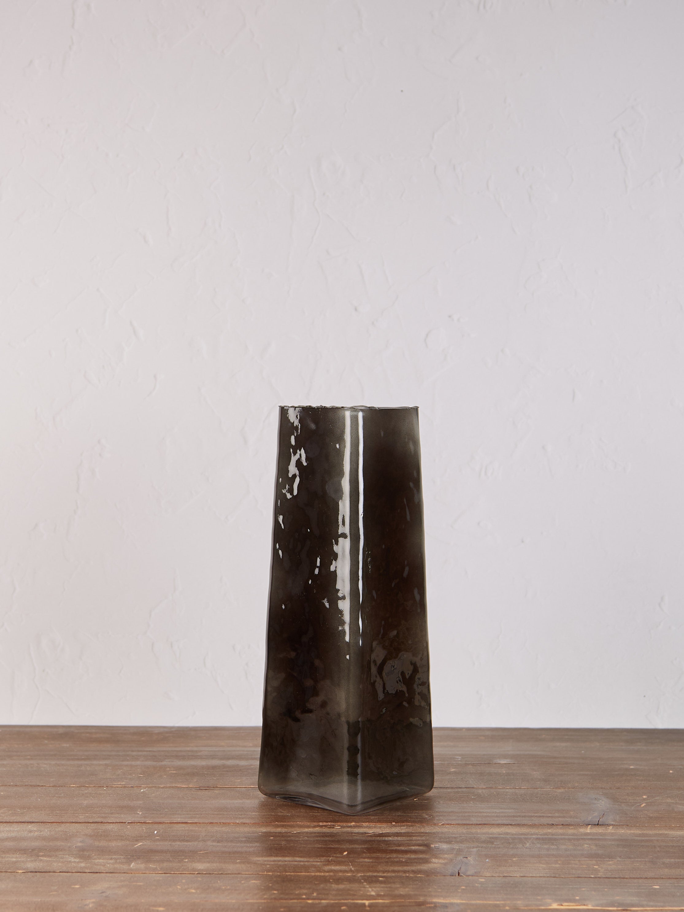 Textured Glass Stem Vase - Dark Grey