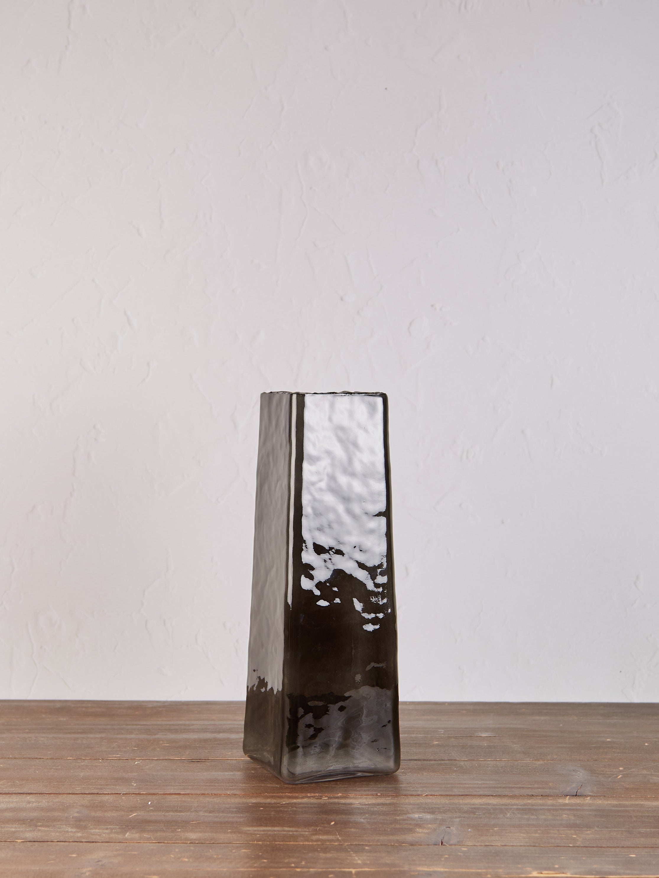 Textured Glass Stem Vase - Dark Grey