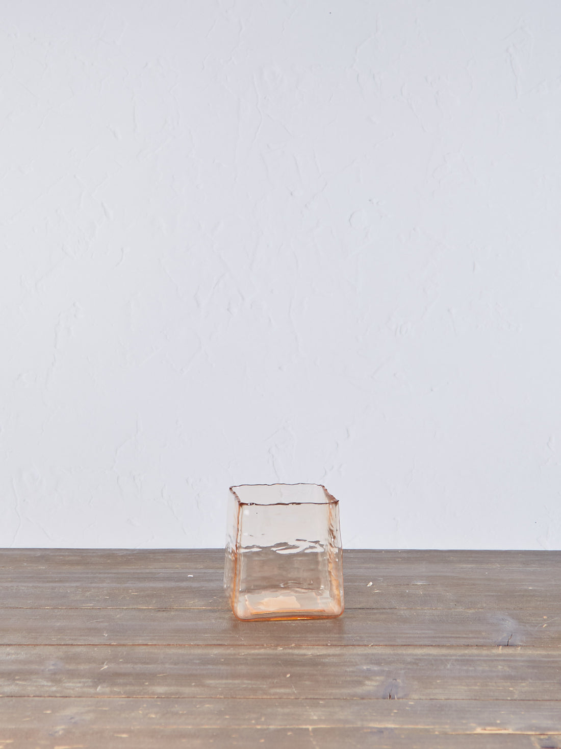 Organic Square Glass Tealight Holder - Peach