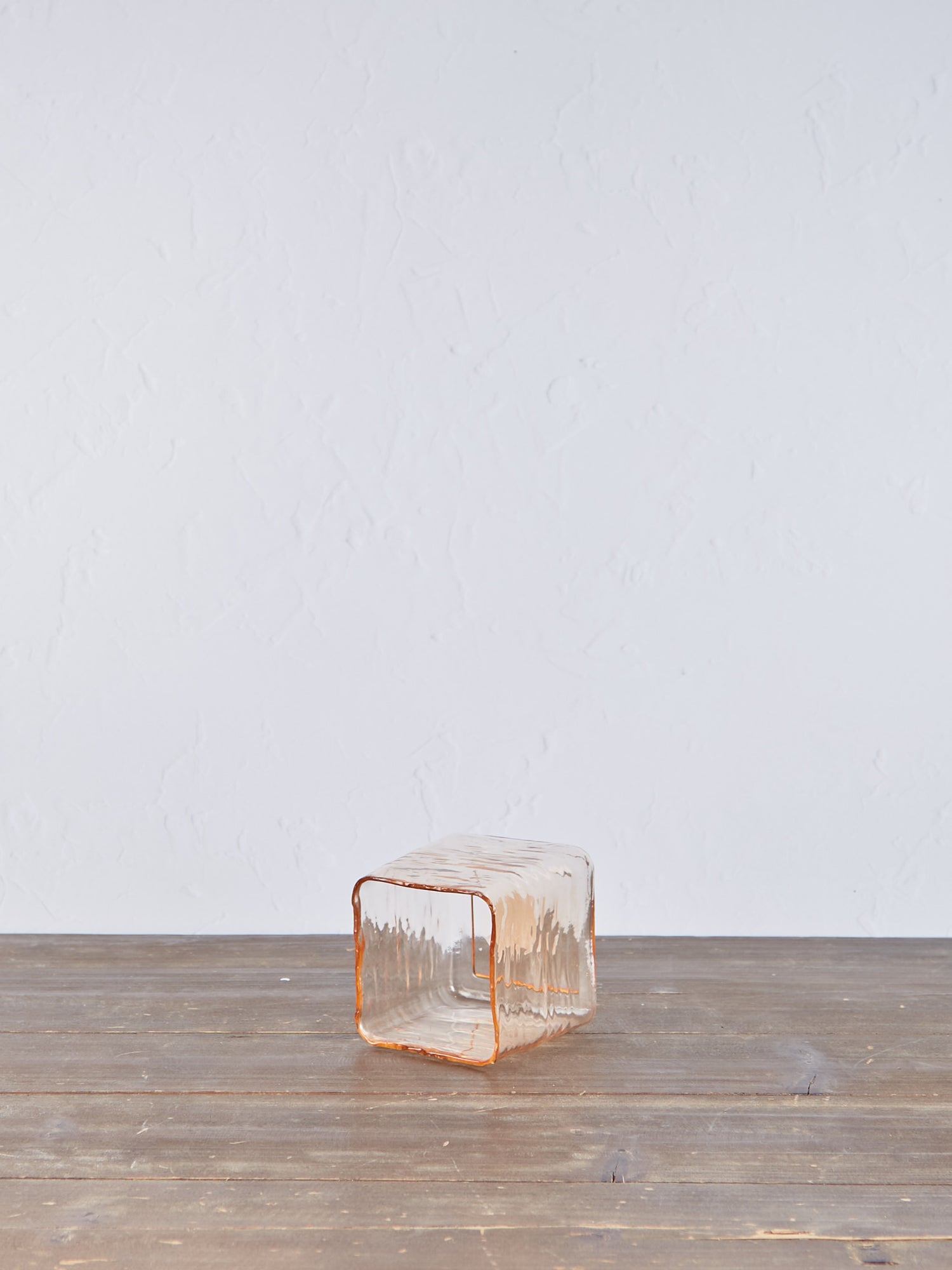 Organic Square Glass Tealight Holder - Peach