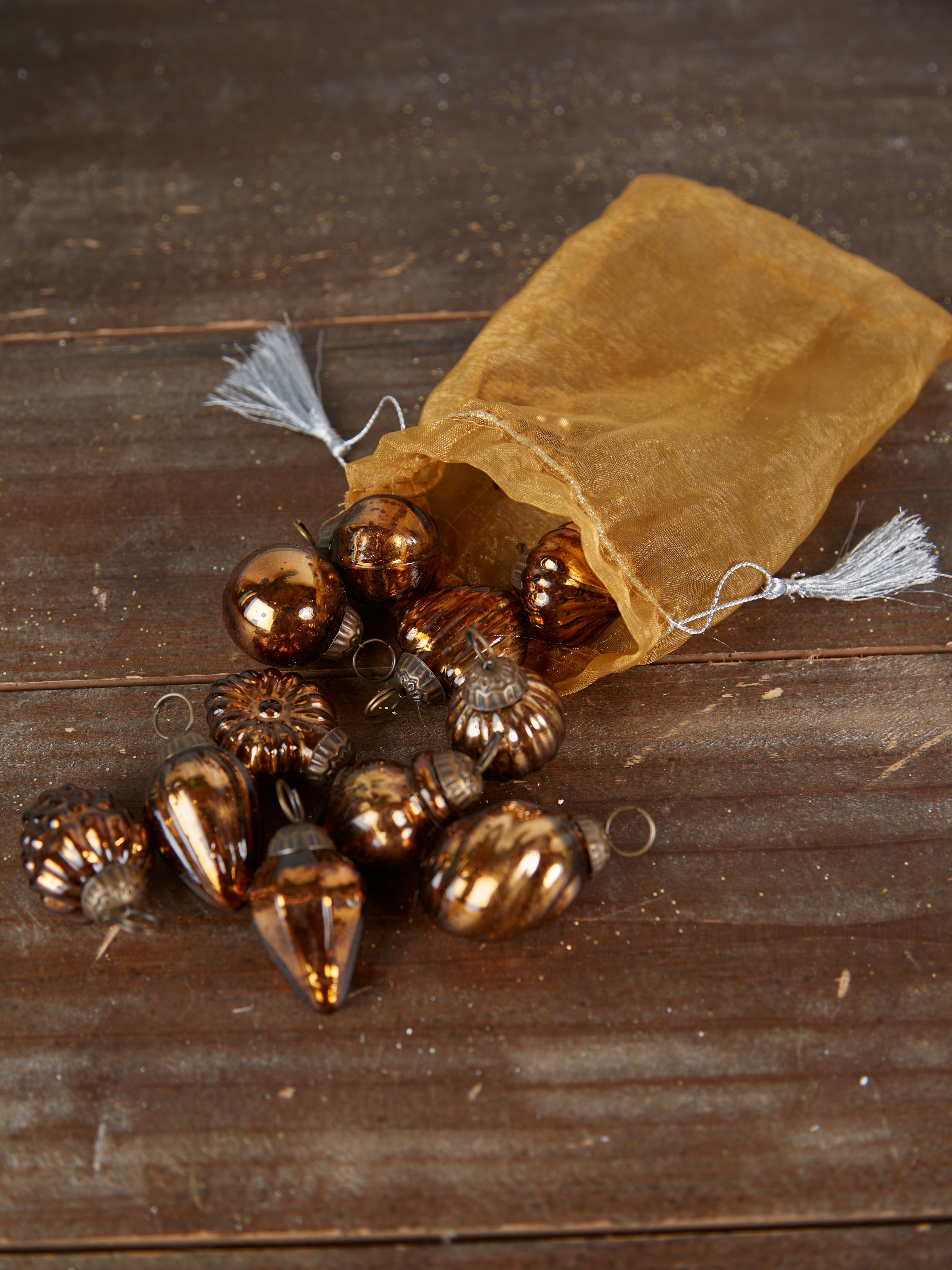 Assorted Bag of Copper Glass Baubles