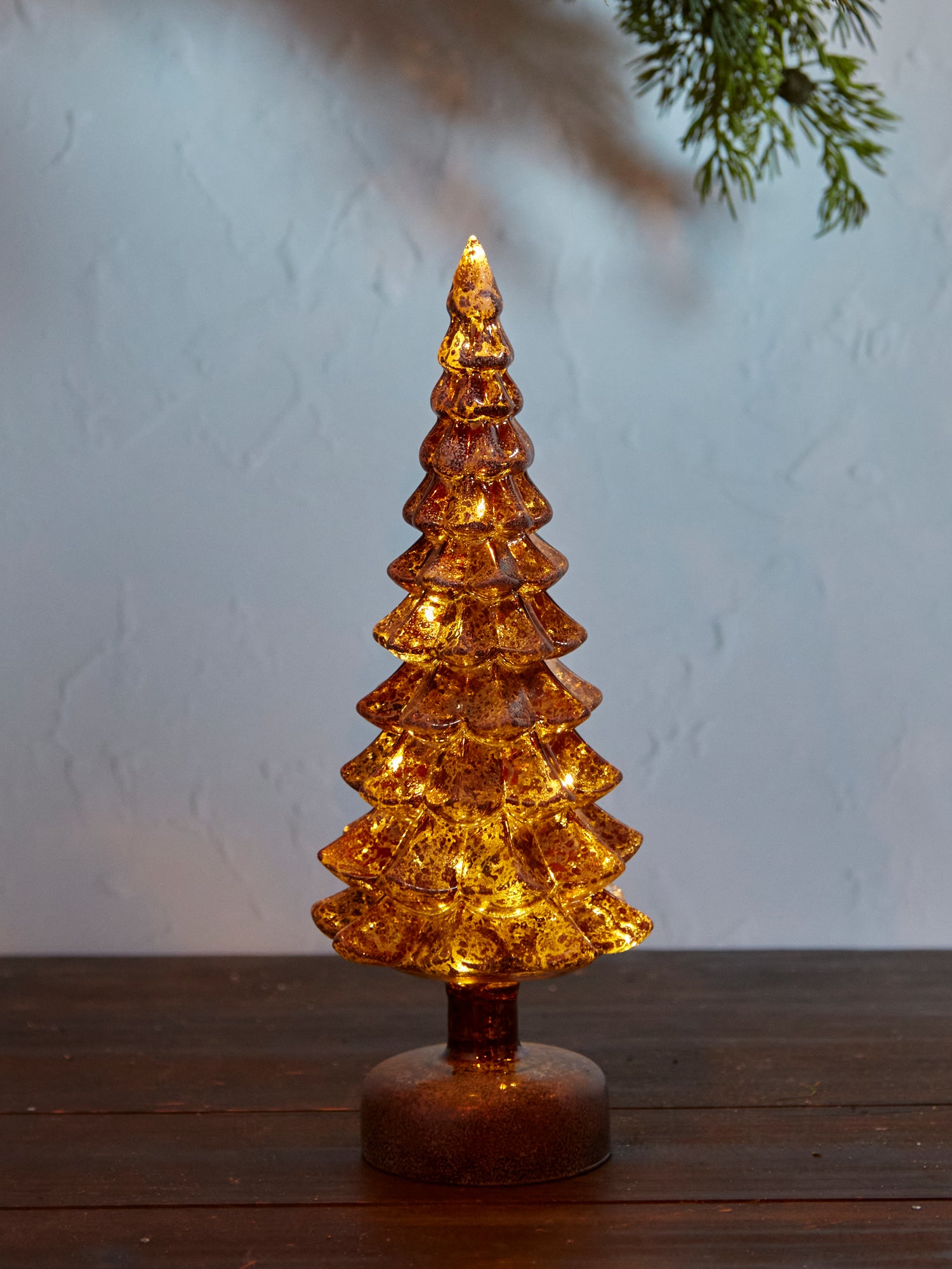 Small Gold Glass Tree Lamp