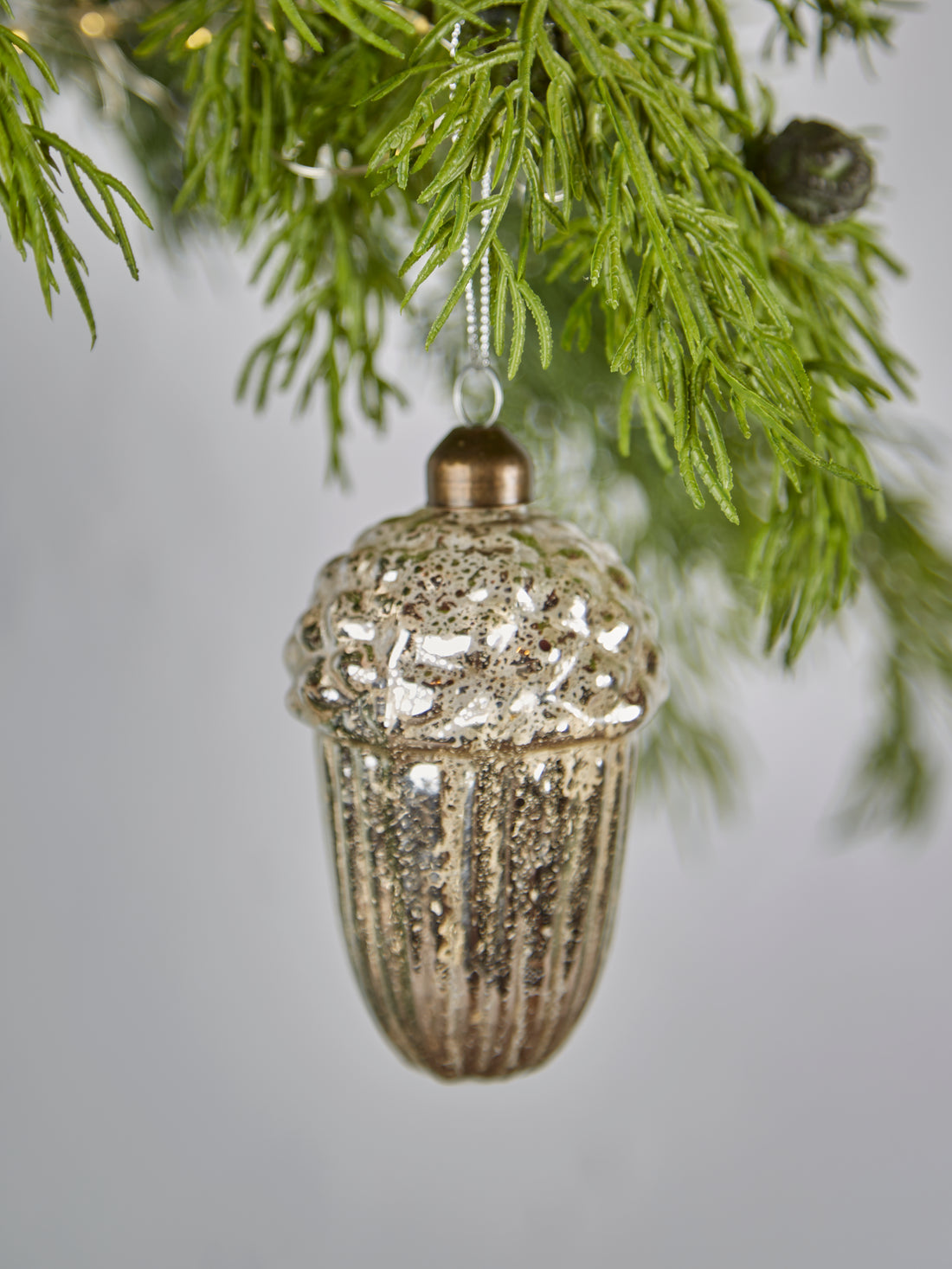 Silver Glass Acorn Bauble