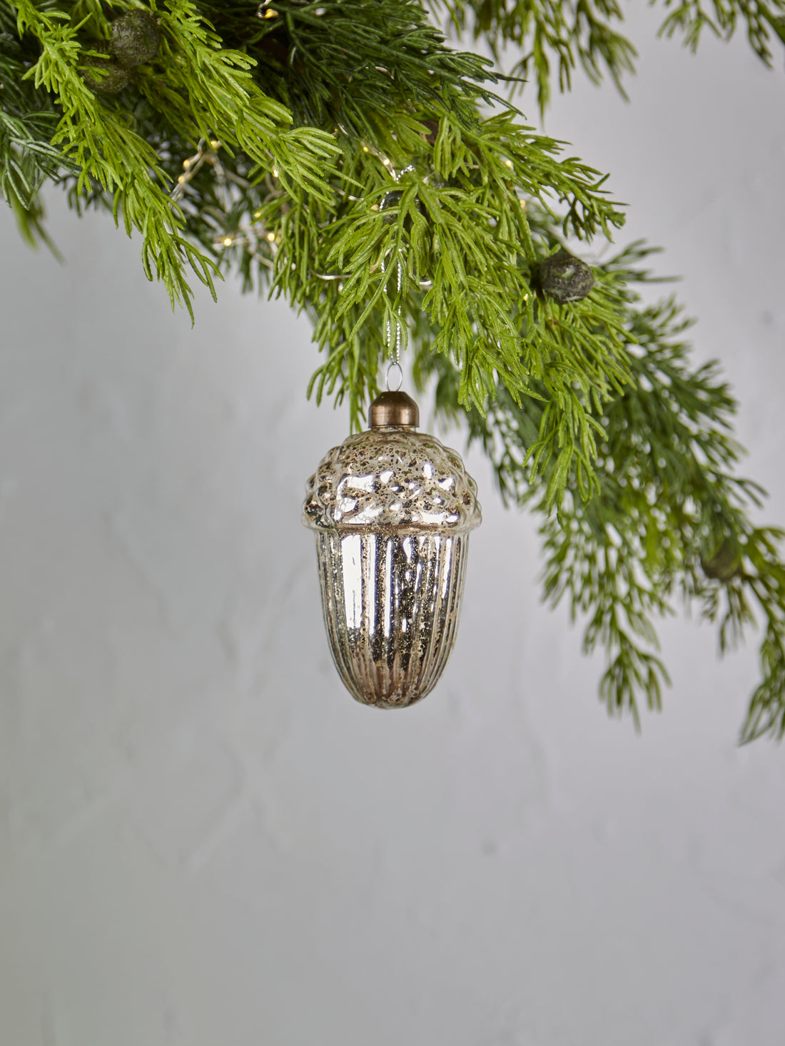 Silver Glass Acorn Bauble