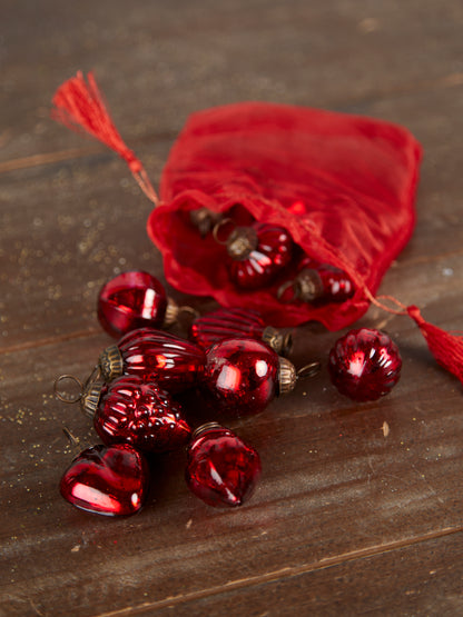 Assorted Bag of Red Glass Baubles