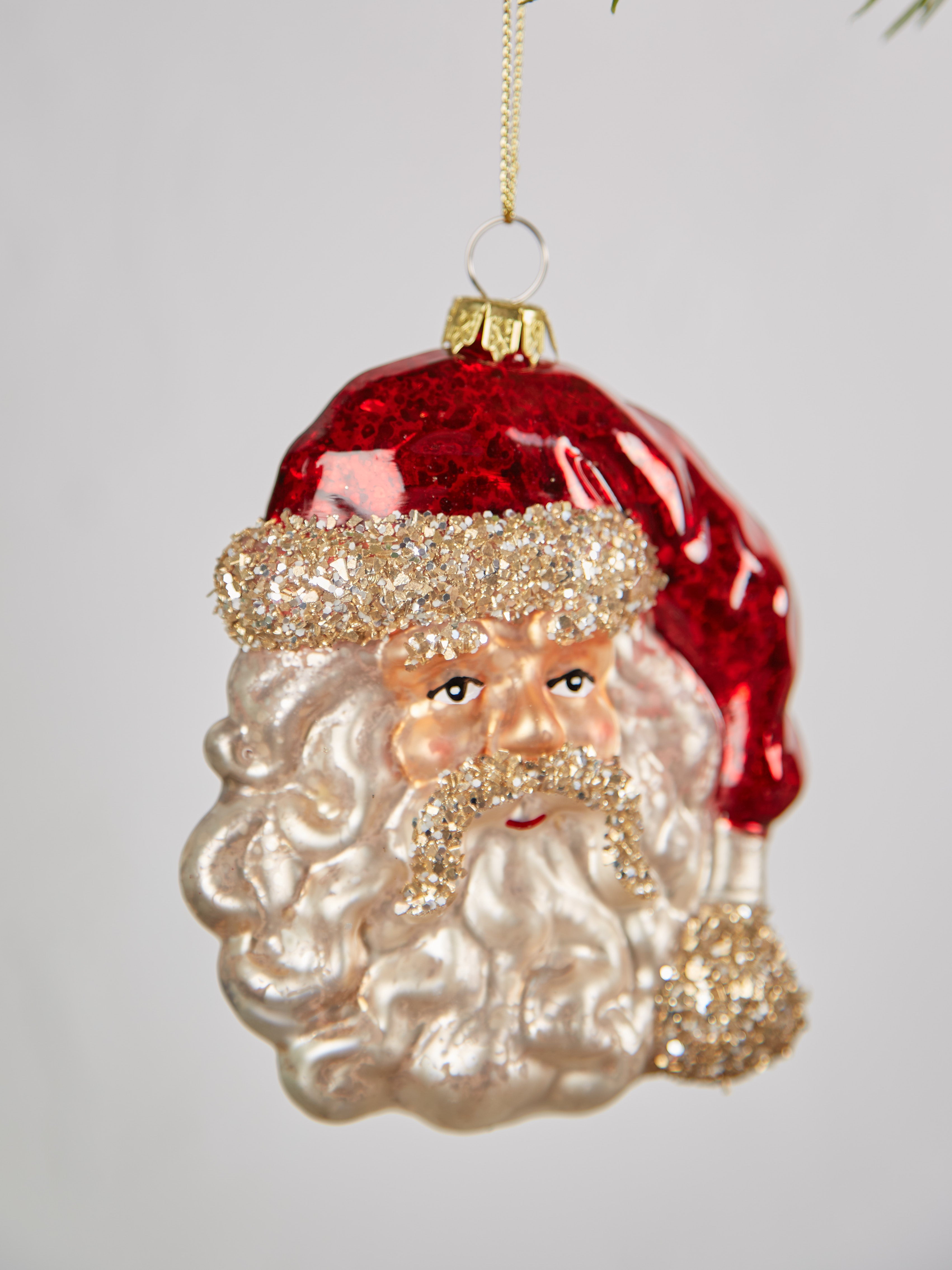 Nostalgic Santa Head Glass Bauble