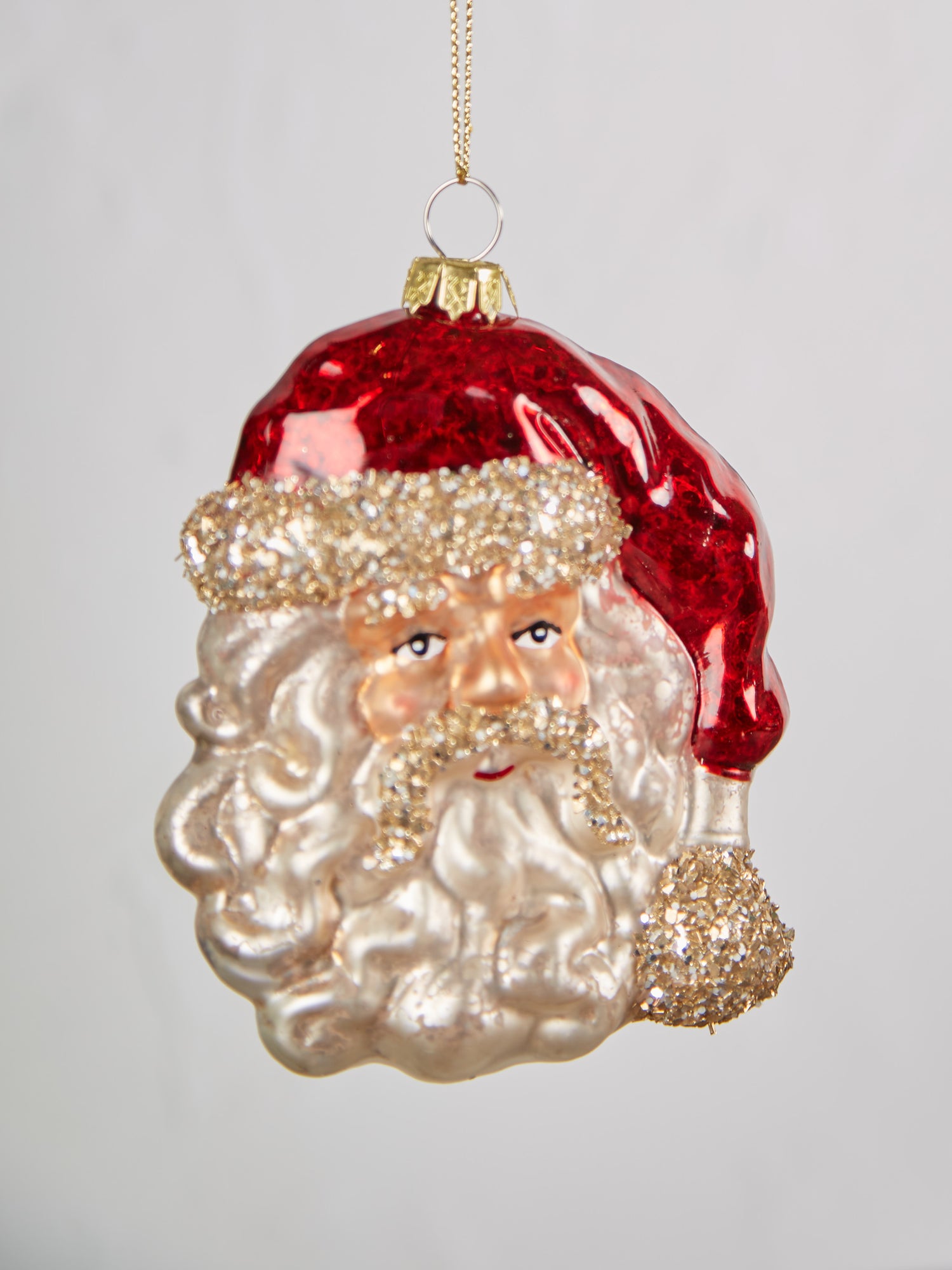 Nostalgic Santa Head Glass Bauble