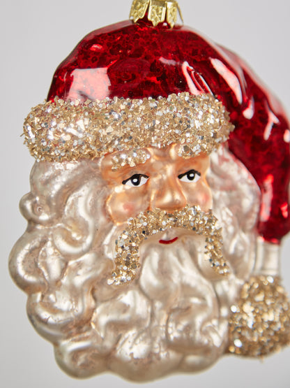 Nostalgic Santa Head Glass Bauble