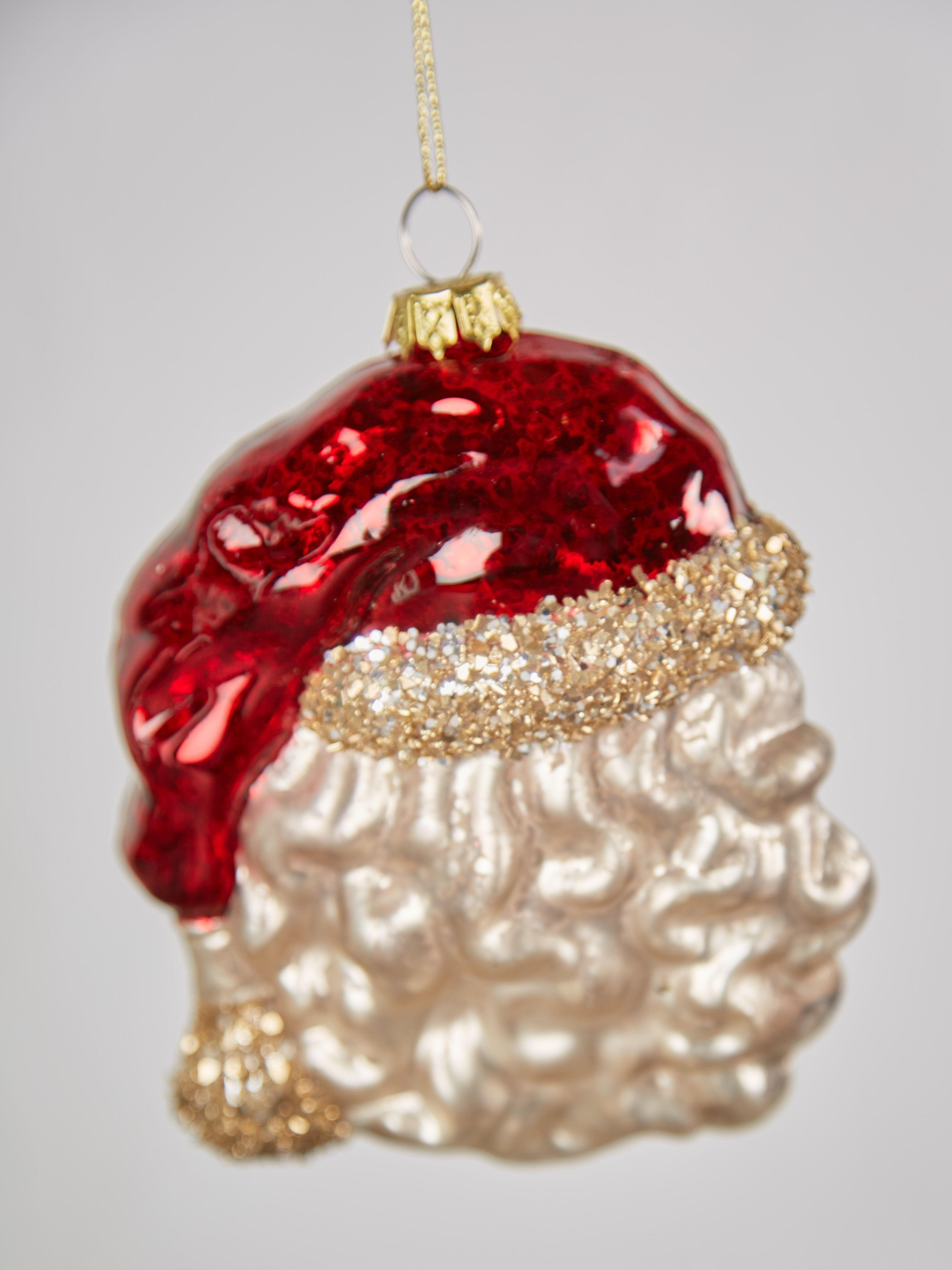 Nostalgic Santa Head Glass Bauble