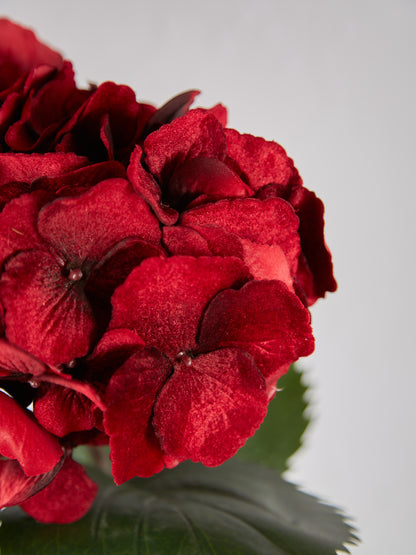 Faux Red Velvet Hydrangea