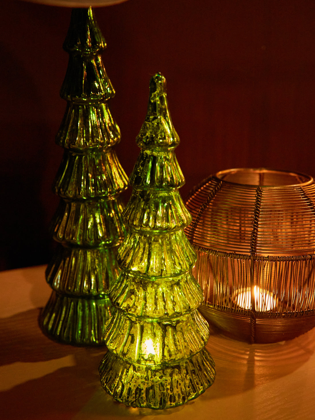 Small Green Glass Tree Lamp