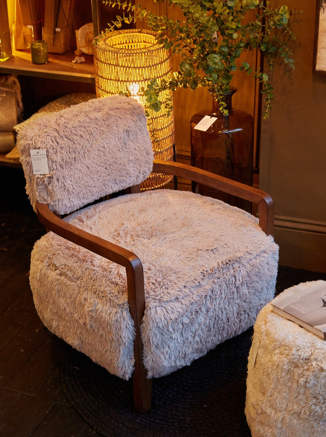 Faux Fur &amp; Ash Arm Chair