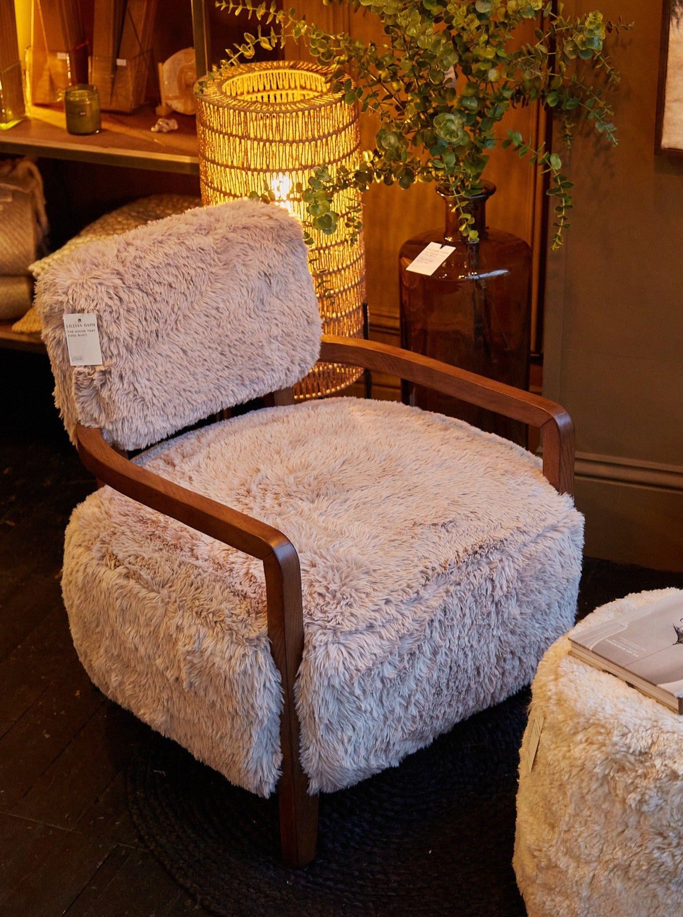 Faux Fur &amp; Ash Arm Chair