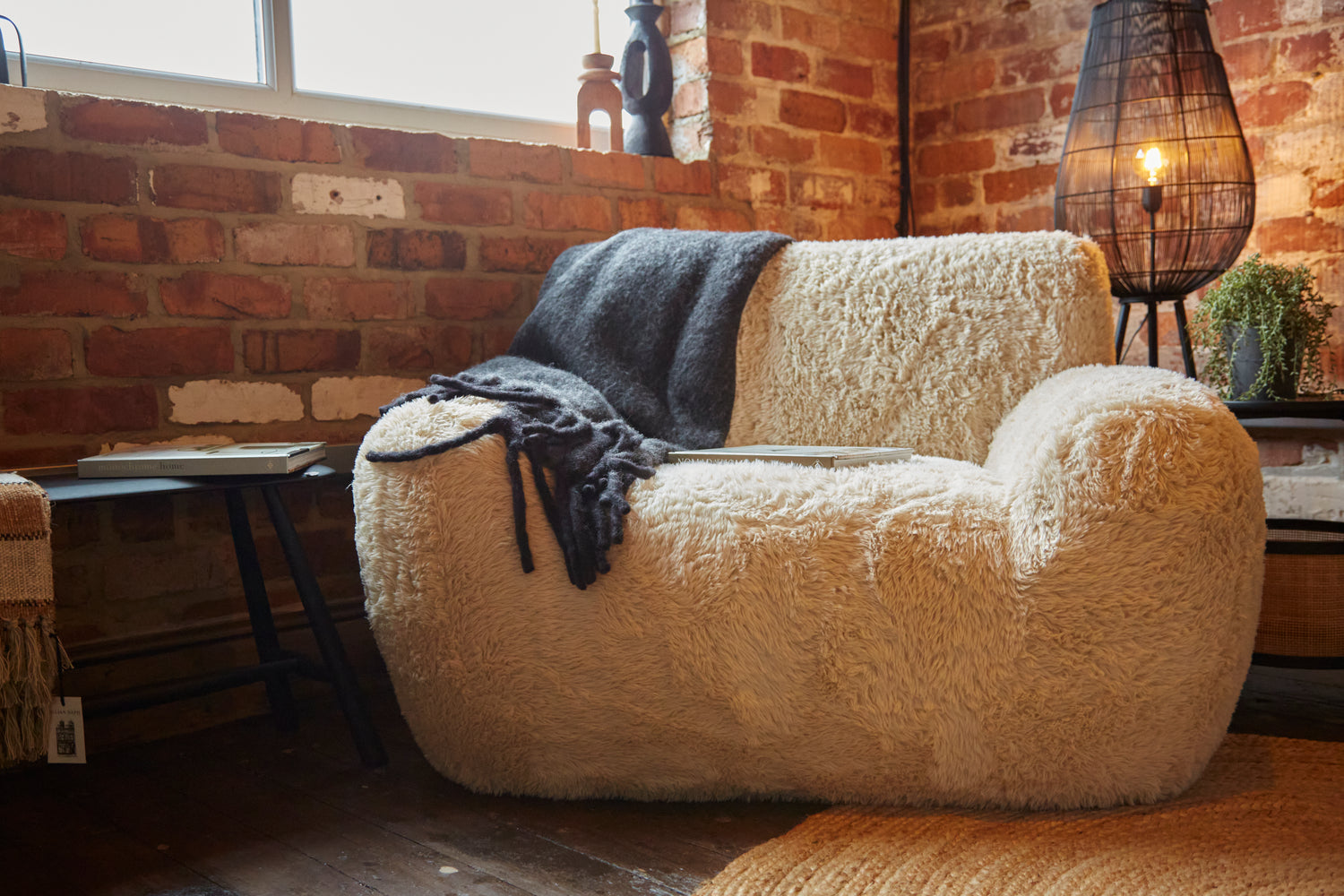 Alps Faux Fur Statement Arm Chair