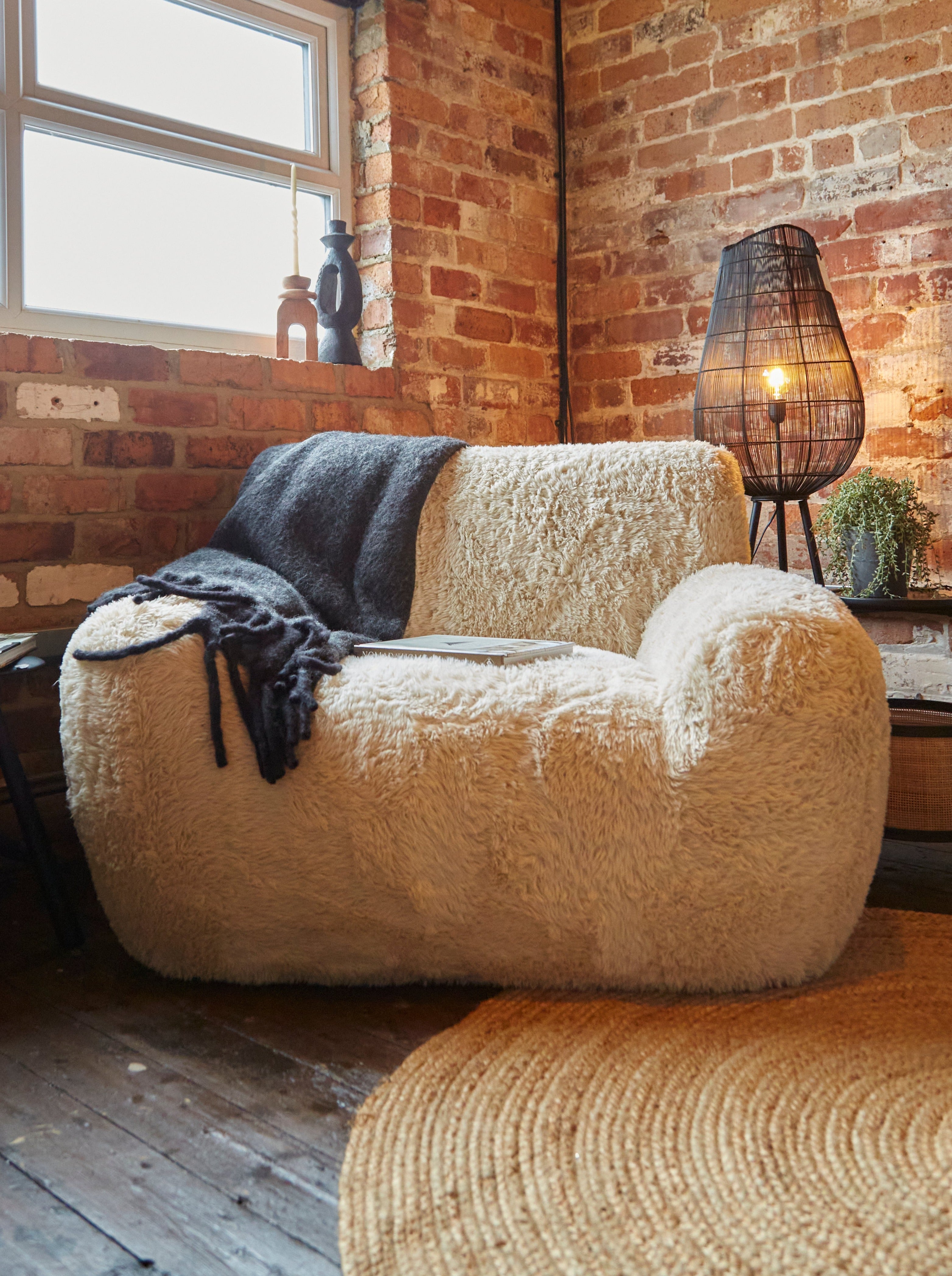 Alps Faux Fur Statement Arm Chair