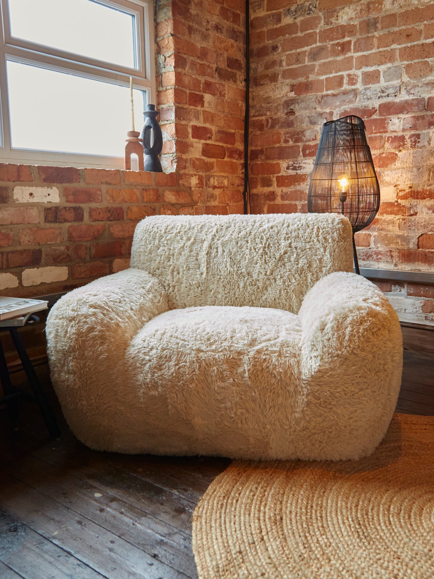 Alps Faux Fur Statement Arm Chair