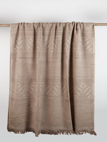 Embossed Jacquard Towel in Chamois - 4 Sizes Available