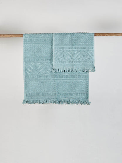 Embossed Jacquard Towel in Vert de Gris - 4 Sizes Available