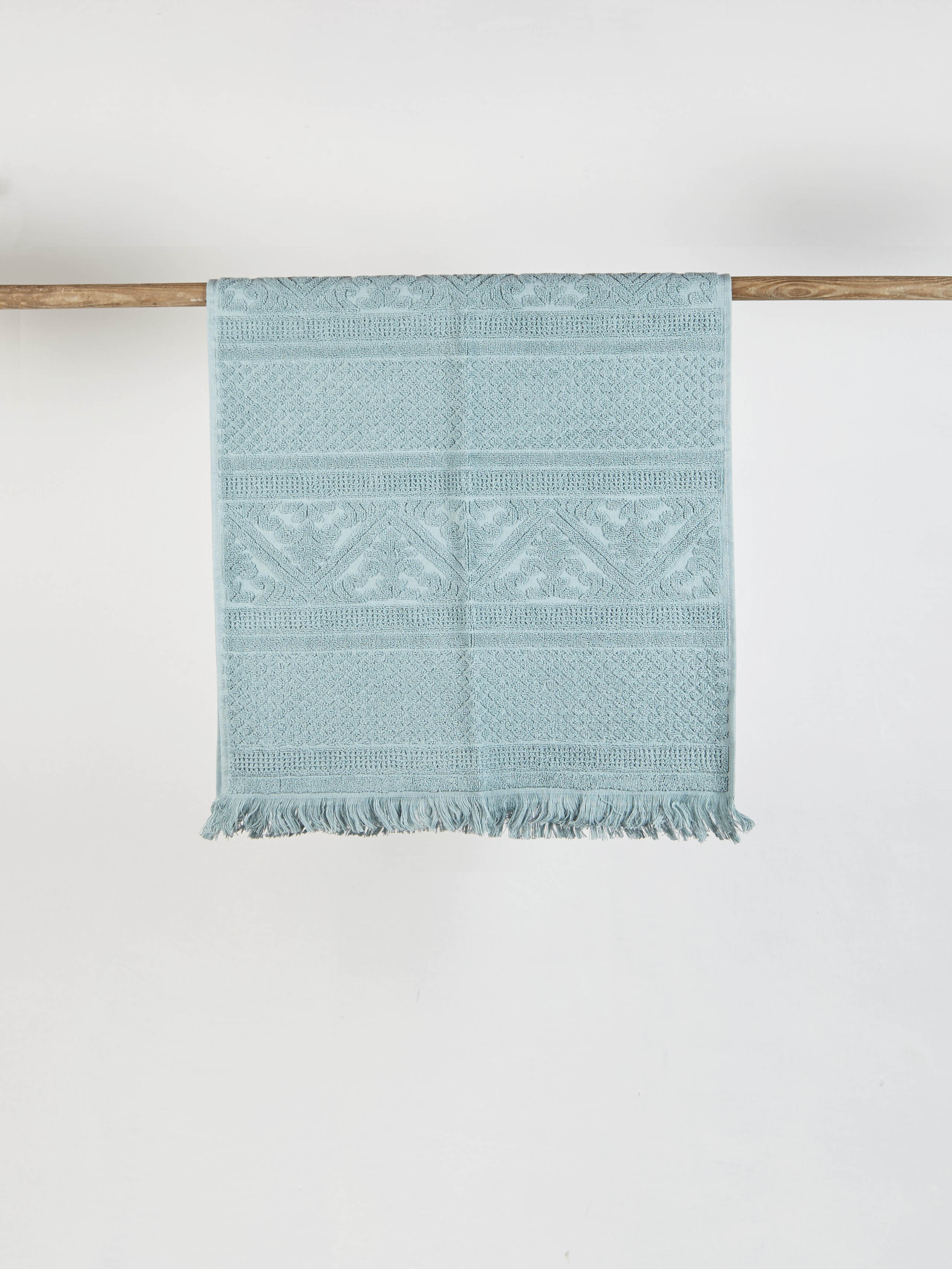 Embossed Jacquard Towel in Vert de Gris - 4 Sizes Available