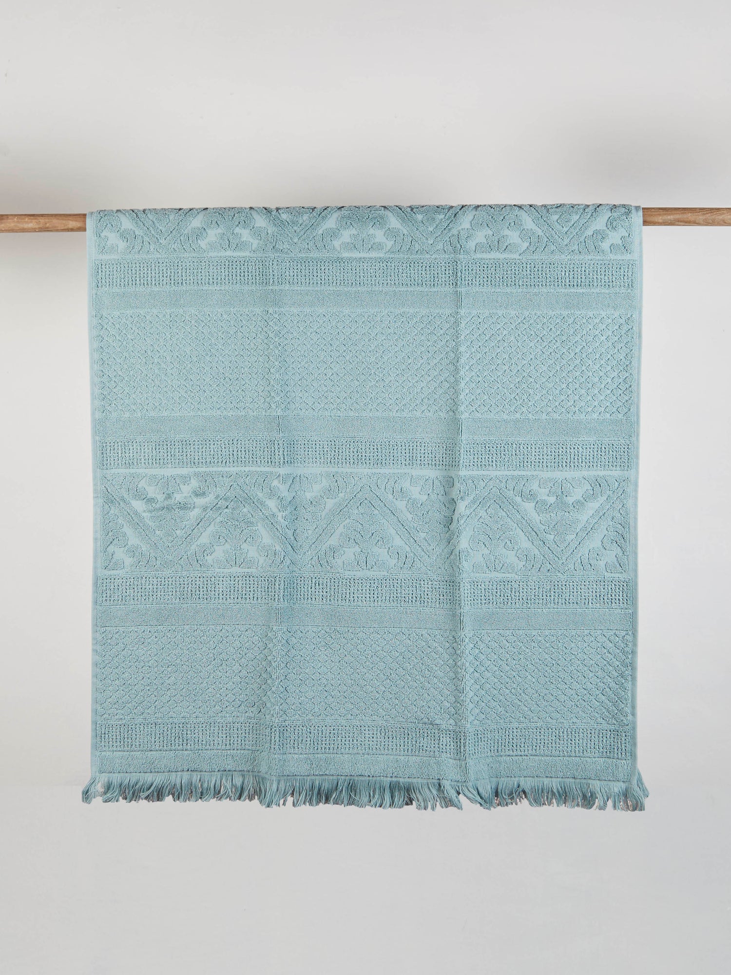 Embossed Jacquard Towel in Vert de Gris - 4 Sizes Available