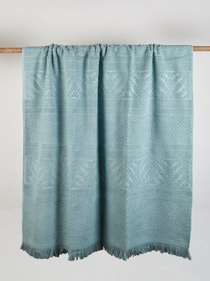 Embossed Jacquard Towel in Vert de Gris - 4 Sizes Available