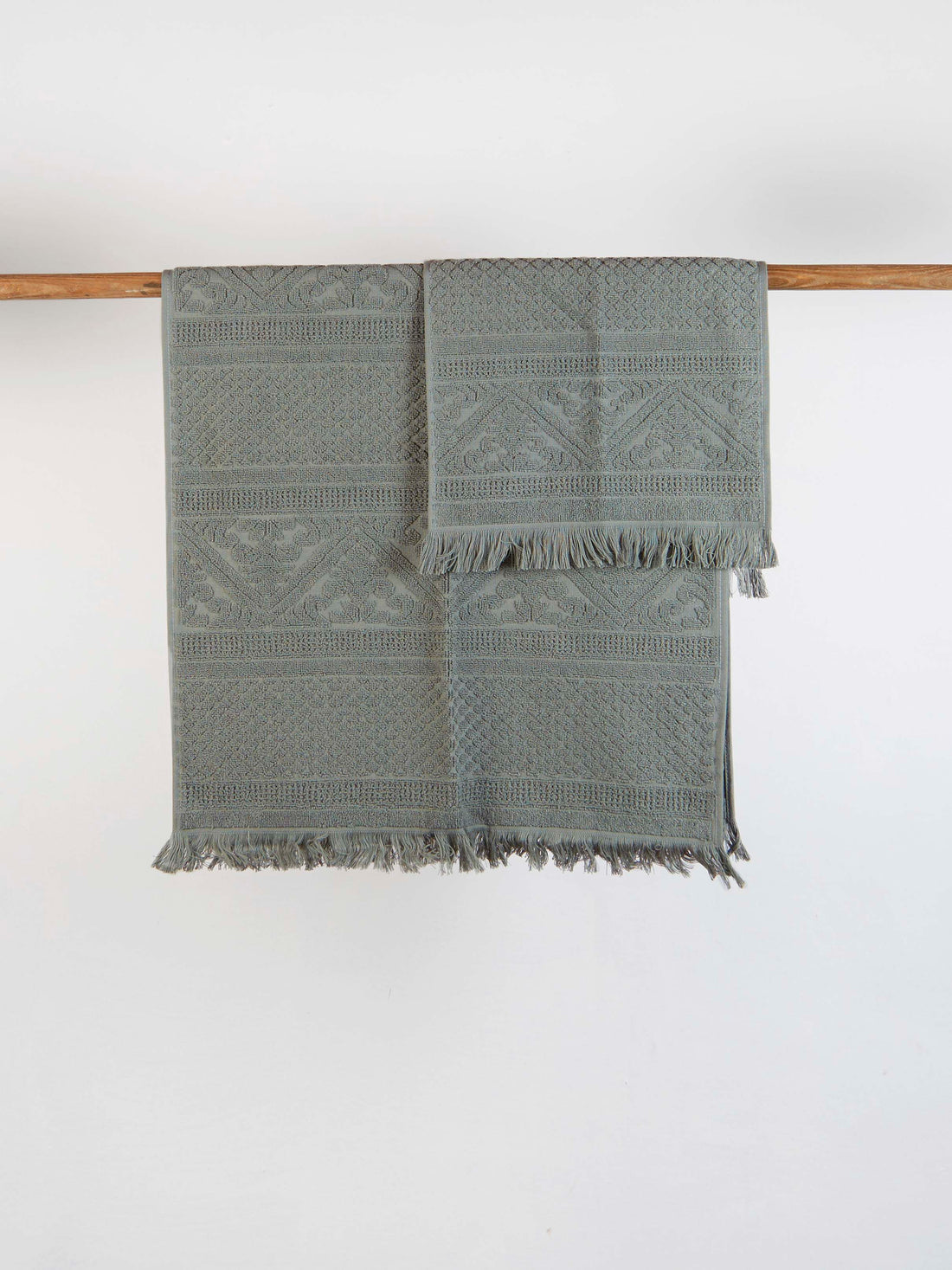 Embossed Jacquard Towel in Thyme Green - 4 Sizes Available