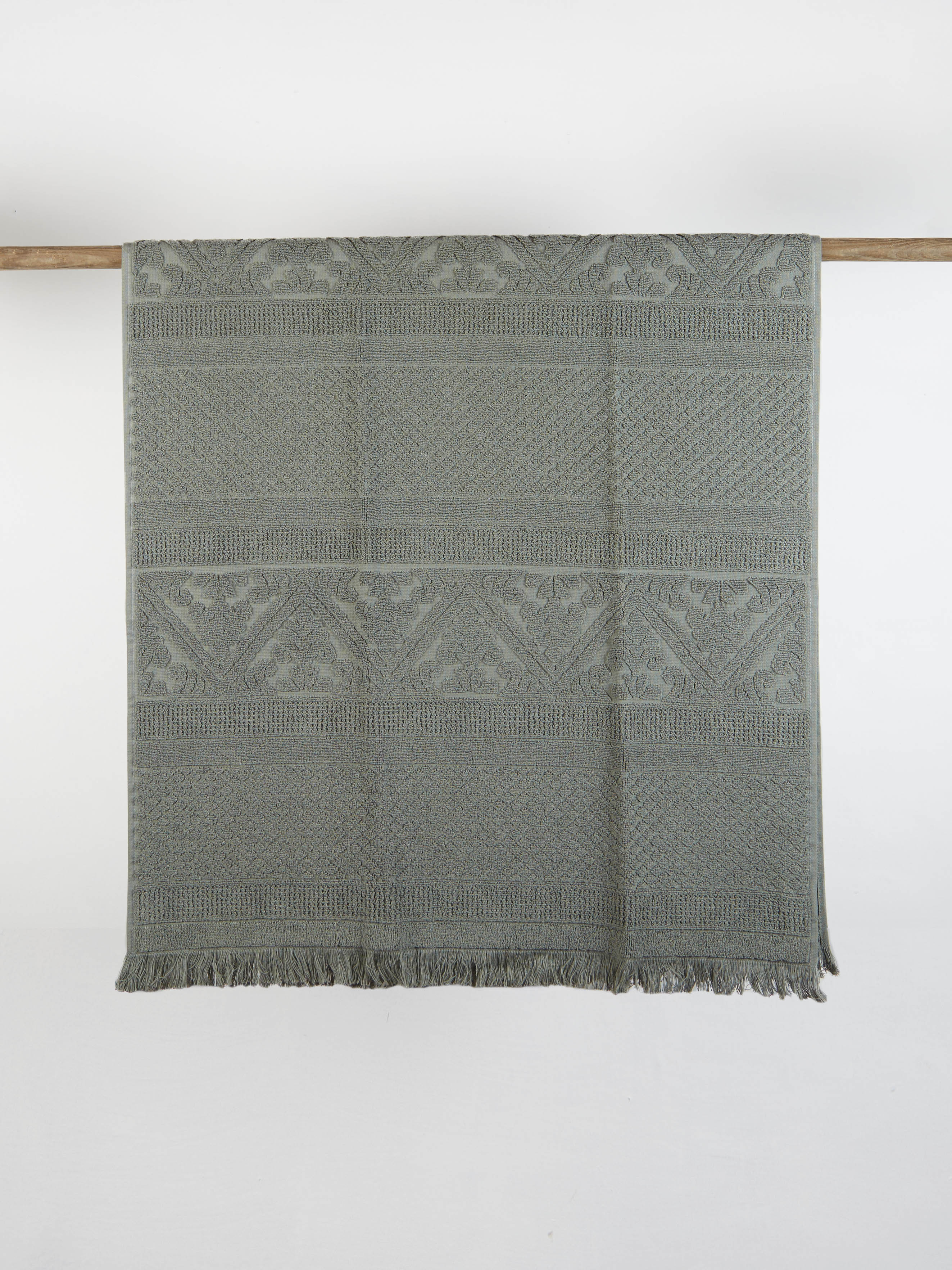 Embossed Jacquard Towel in Thyme Green - 4 Sizes Available