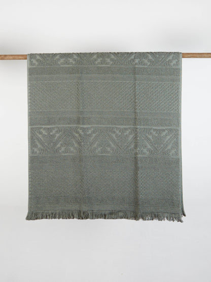 Embossed Jacquard Towel in Thyme Green - 4 Sizes Available