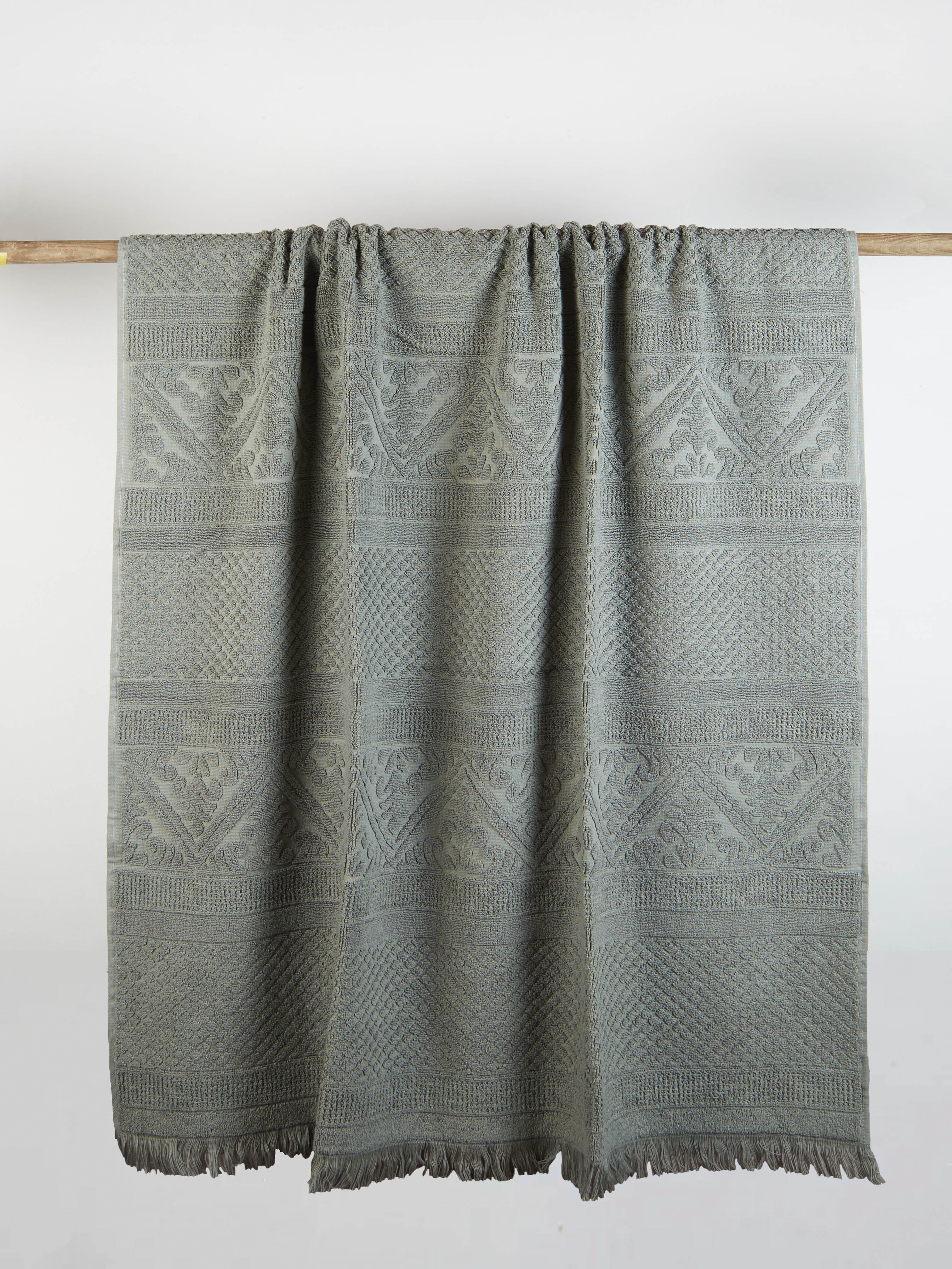 Embossed Jacquard Towel in Thyme Green - 4 Sizes Available