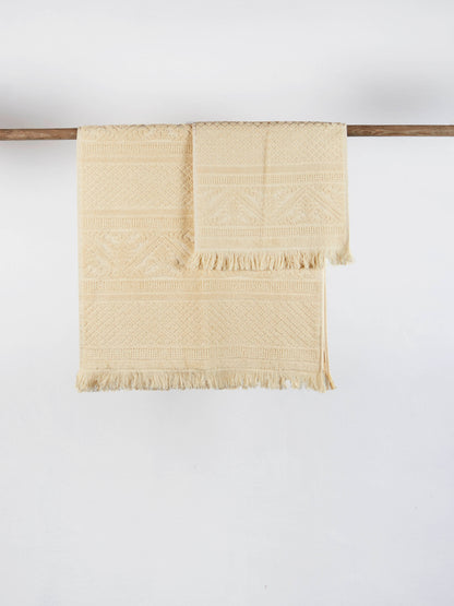 Embossed Jacquard Towel in Vanille - 4 Sizes Available