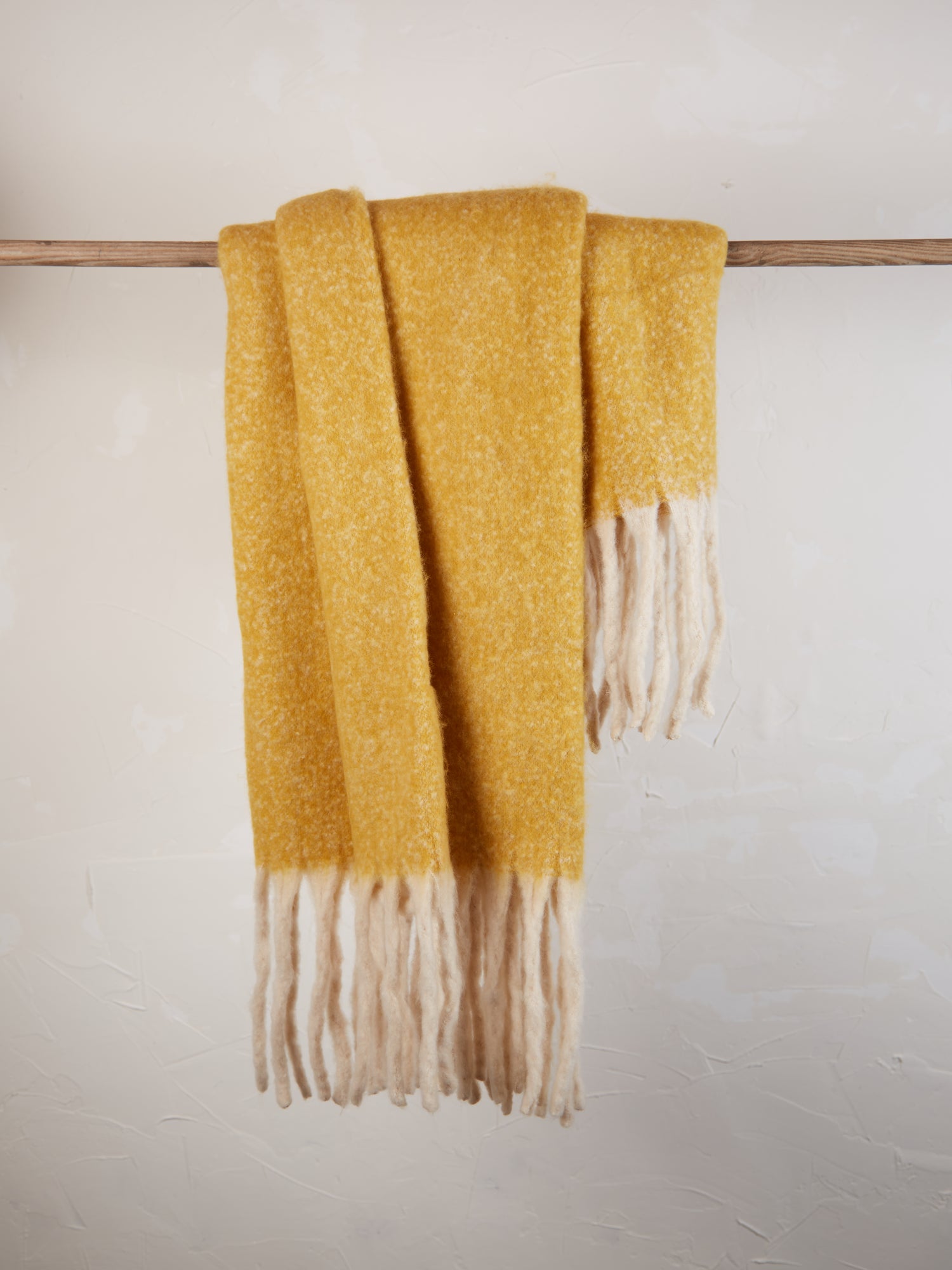 Isabel Recycled Fringed Stripe Throw -Mirabelle Yellow