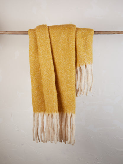 Isabel Recycled Fringed Stripe Throw -Mirabelle Yellow