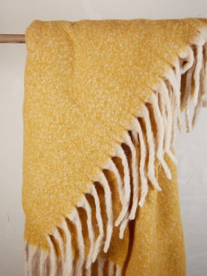 Isabel Recycled Fringed Stripe Throw -Mirabelle Yellow