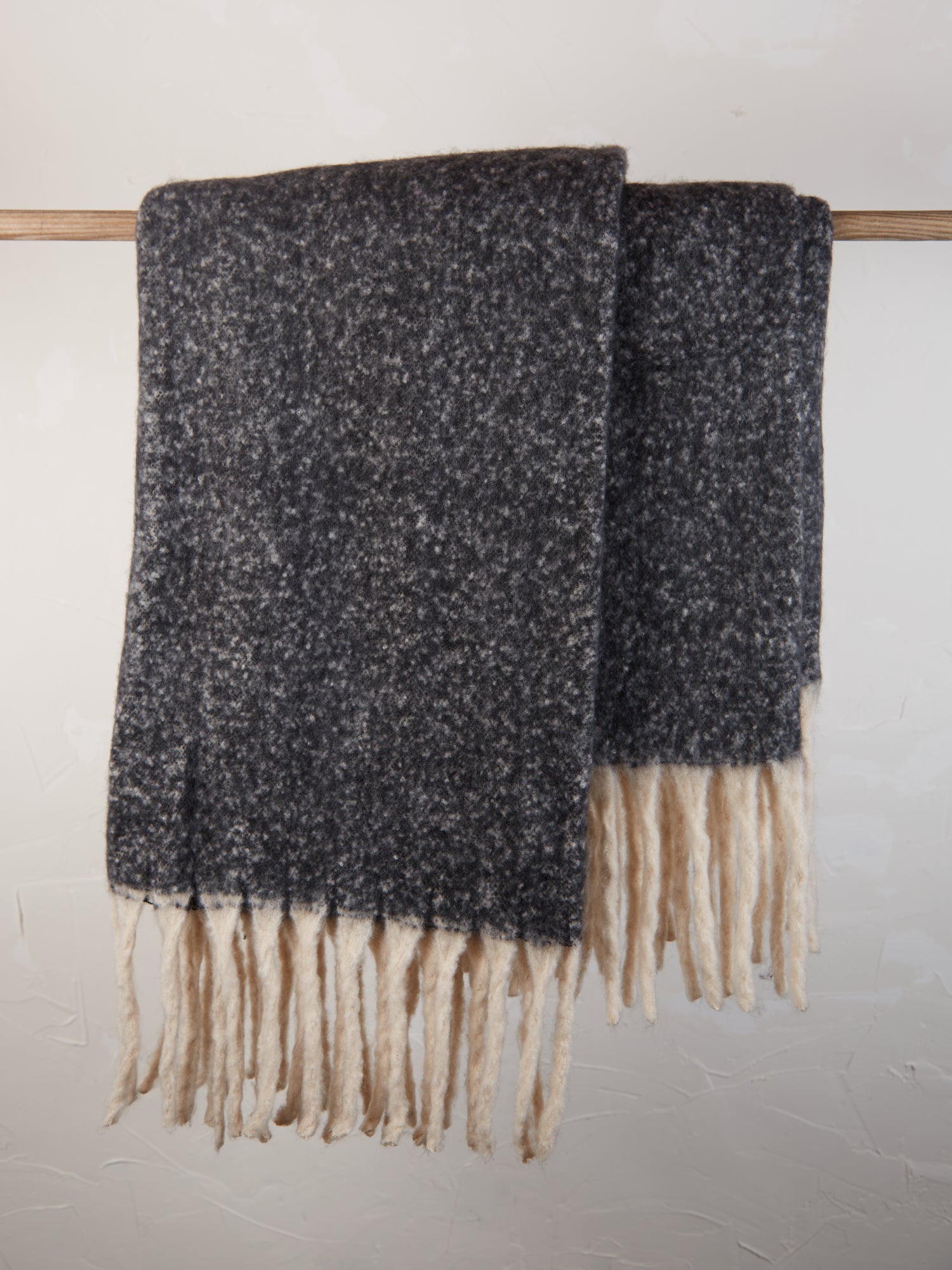 Isabel Recycled Fringed Throw - Caviar