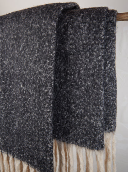 Isabel Recycled Fringed Throw - Caviar