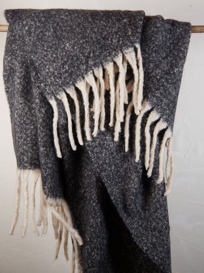 Isabel Recycled Fringed Throw - Caviar