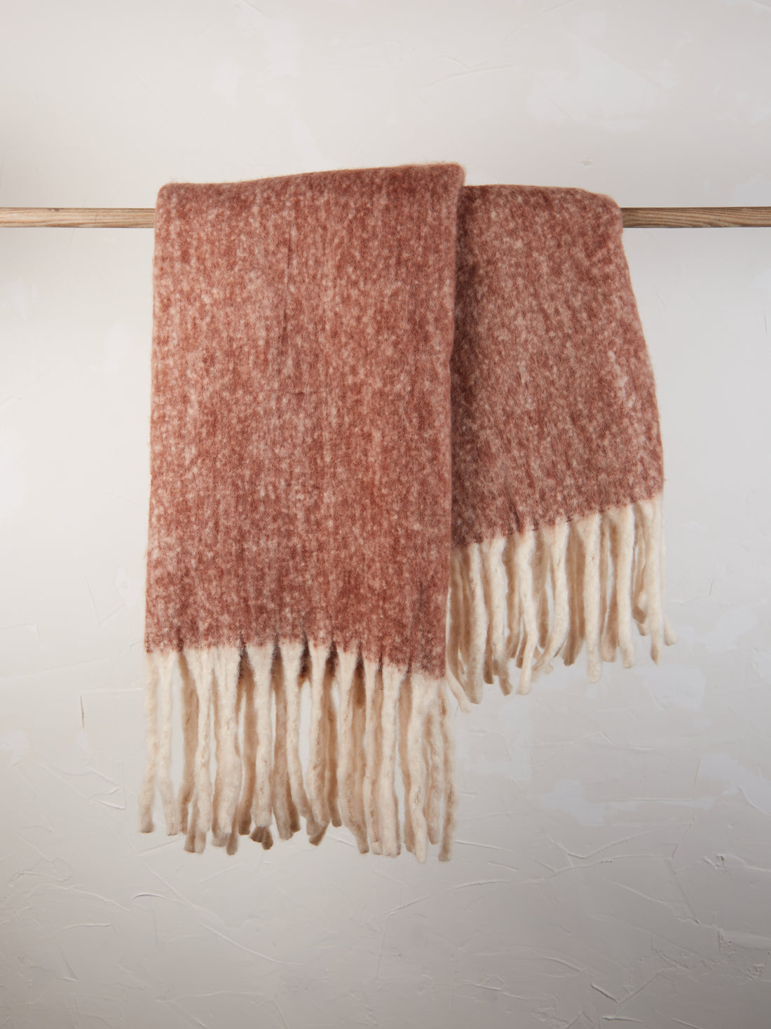 Isabel Recycled Fringed Stripe Throw - Rust