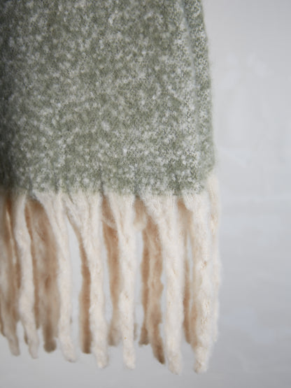 Isabel Recycled Fringed Throw - Vert De Gris