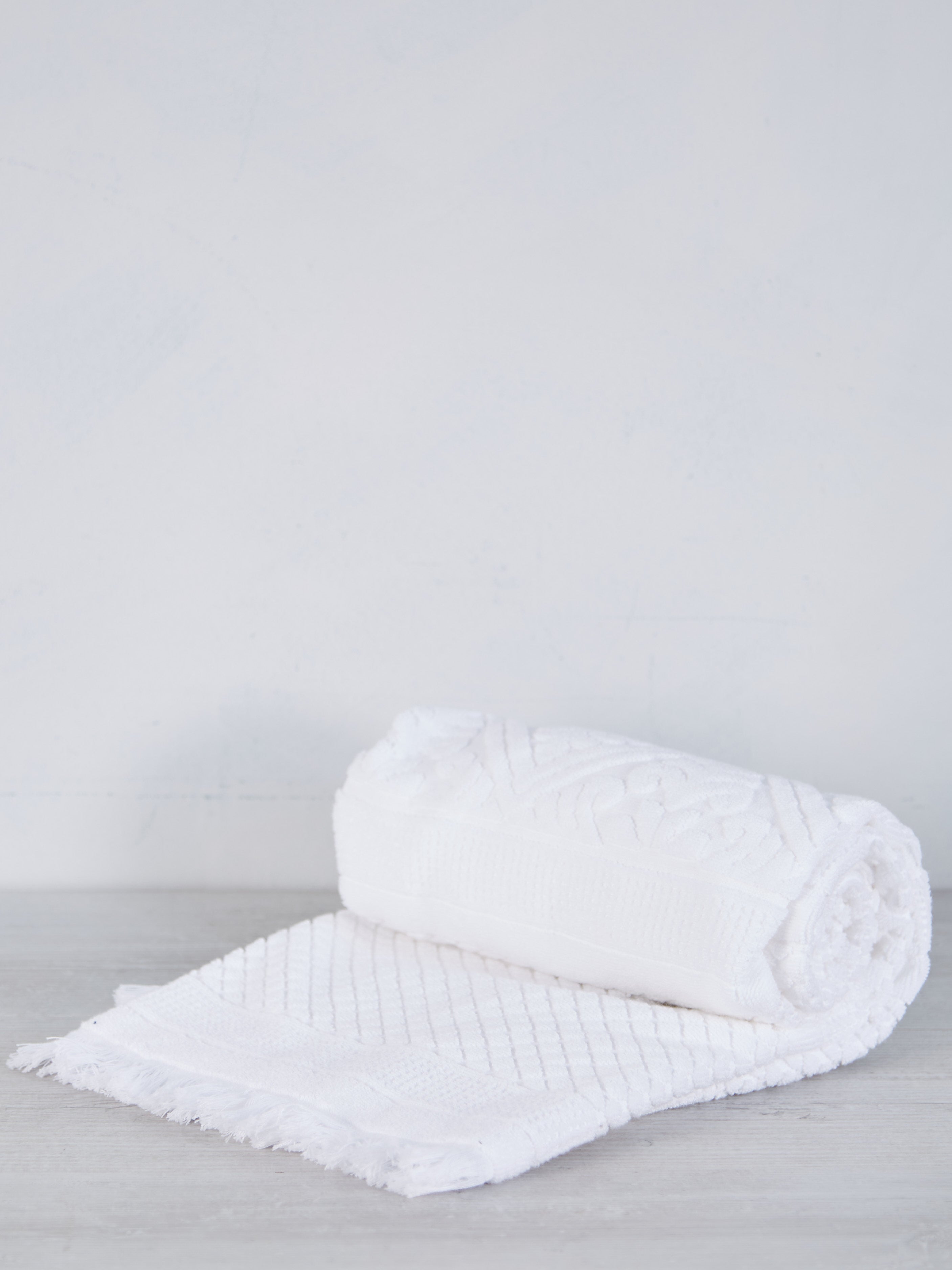 Embossed Jacquard Towel in Crisp White - 4 Sizes Available