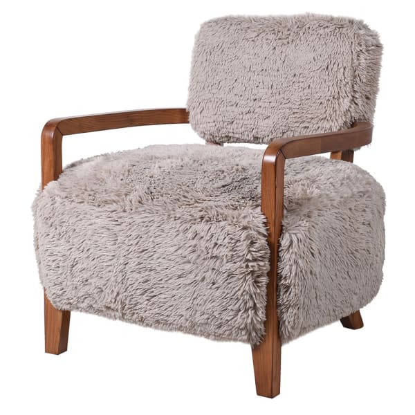 Faux Fur &amp; Ash Arm Chair