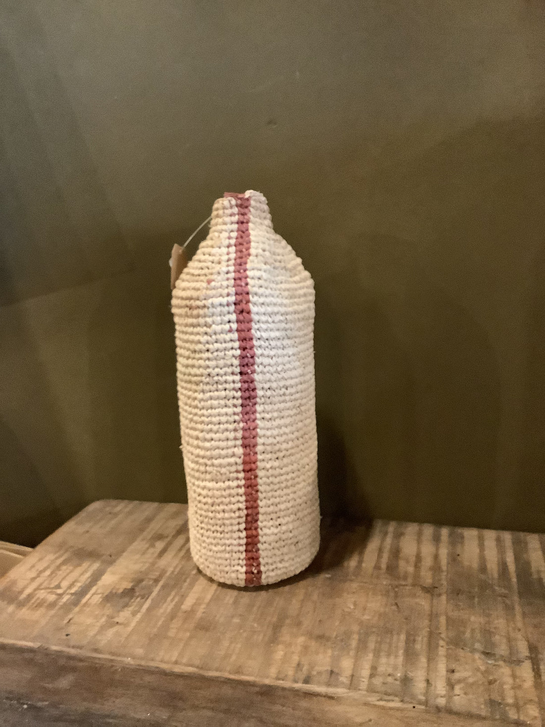 Tall Woven Vertical Striped Bud/Bottle Vase - Rust