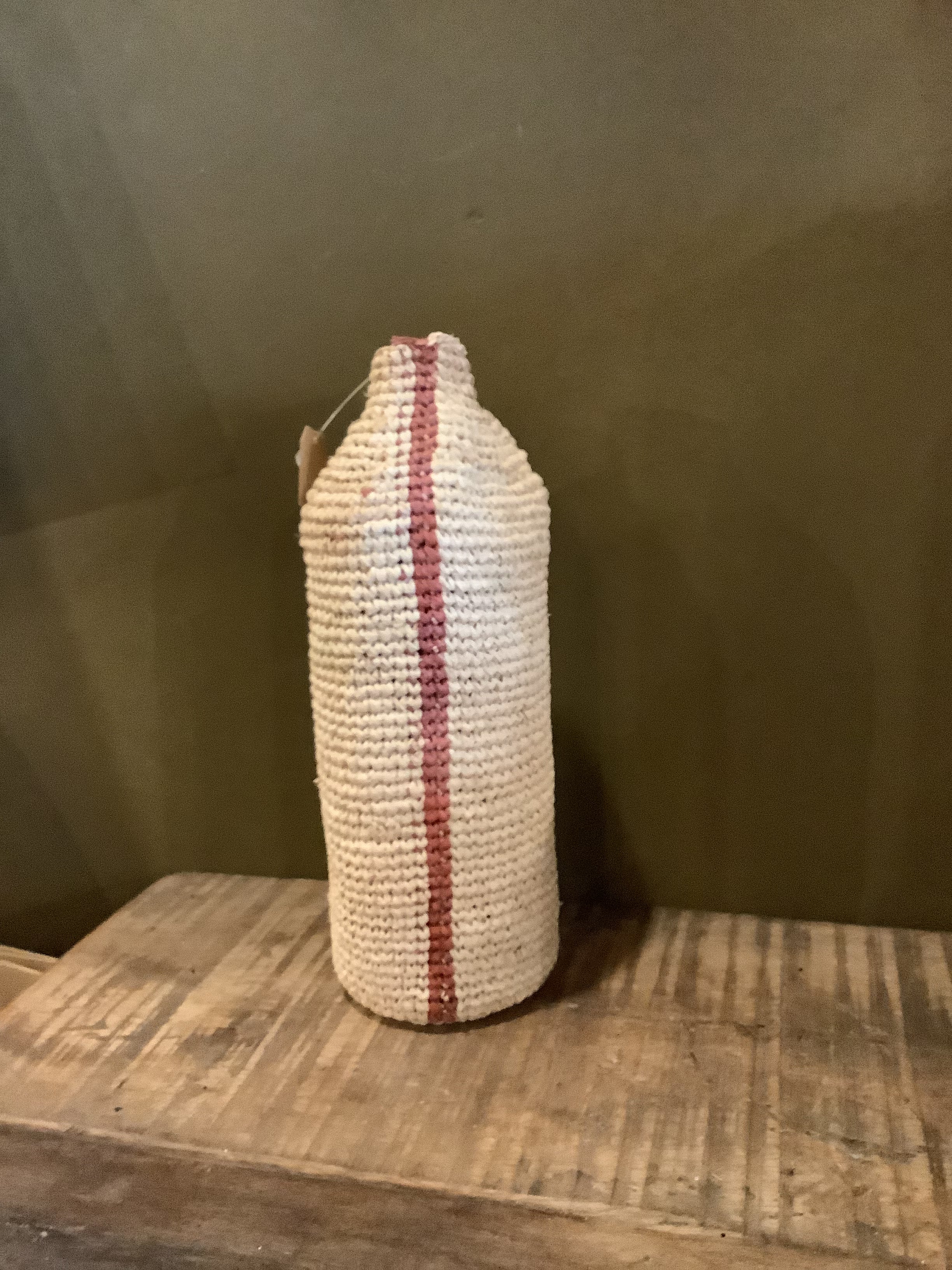 Tall Woven Vertical Striped Bud/Bottle Vase - Rust