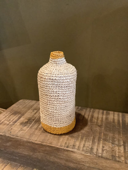 Medium Woven Bud/Bottle Vase - Mustard Base