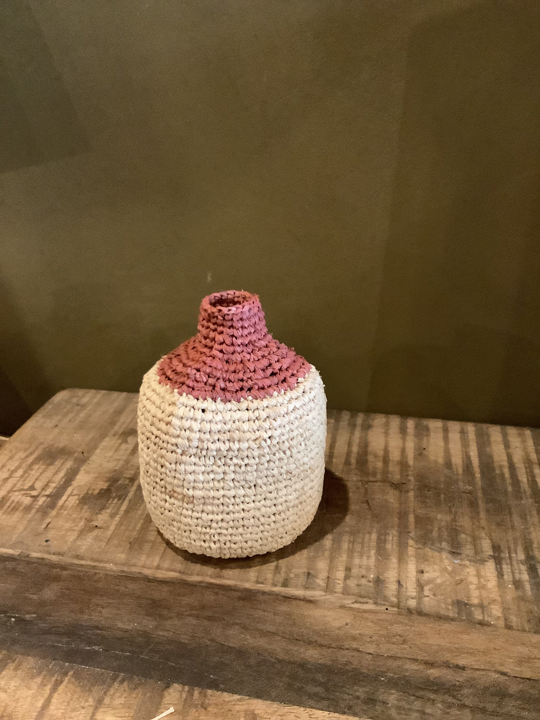 Small Woven Bud/Bottle Vase - Rust Top