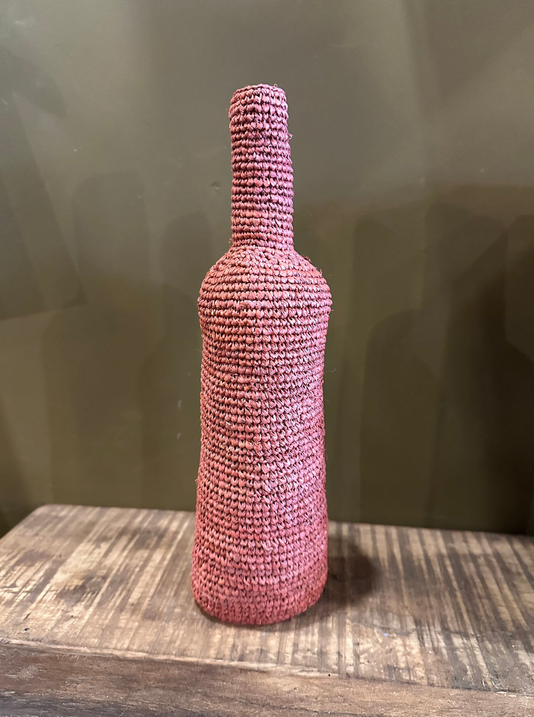 Woven Wine Bottle Cover/Vase - Rust