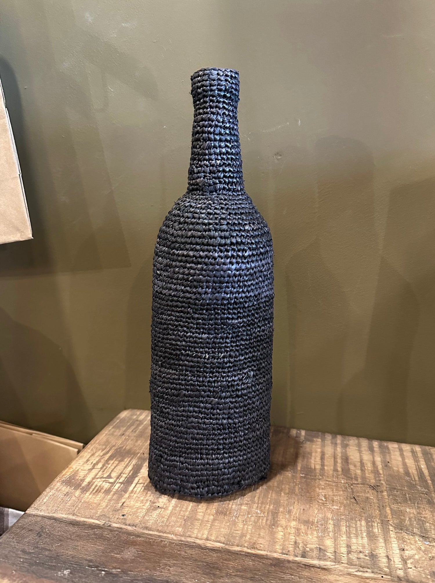 Woven Wine Bottle Cover/Vase - Black