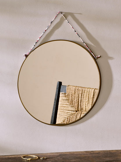 Large Round Brass Kiko Mirror